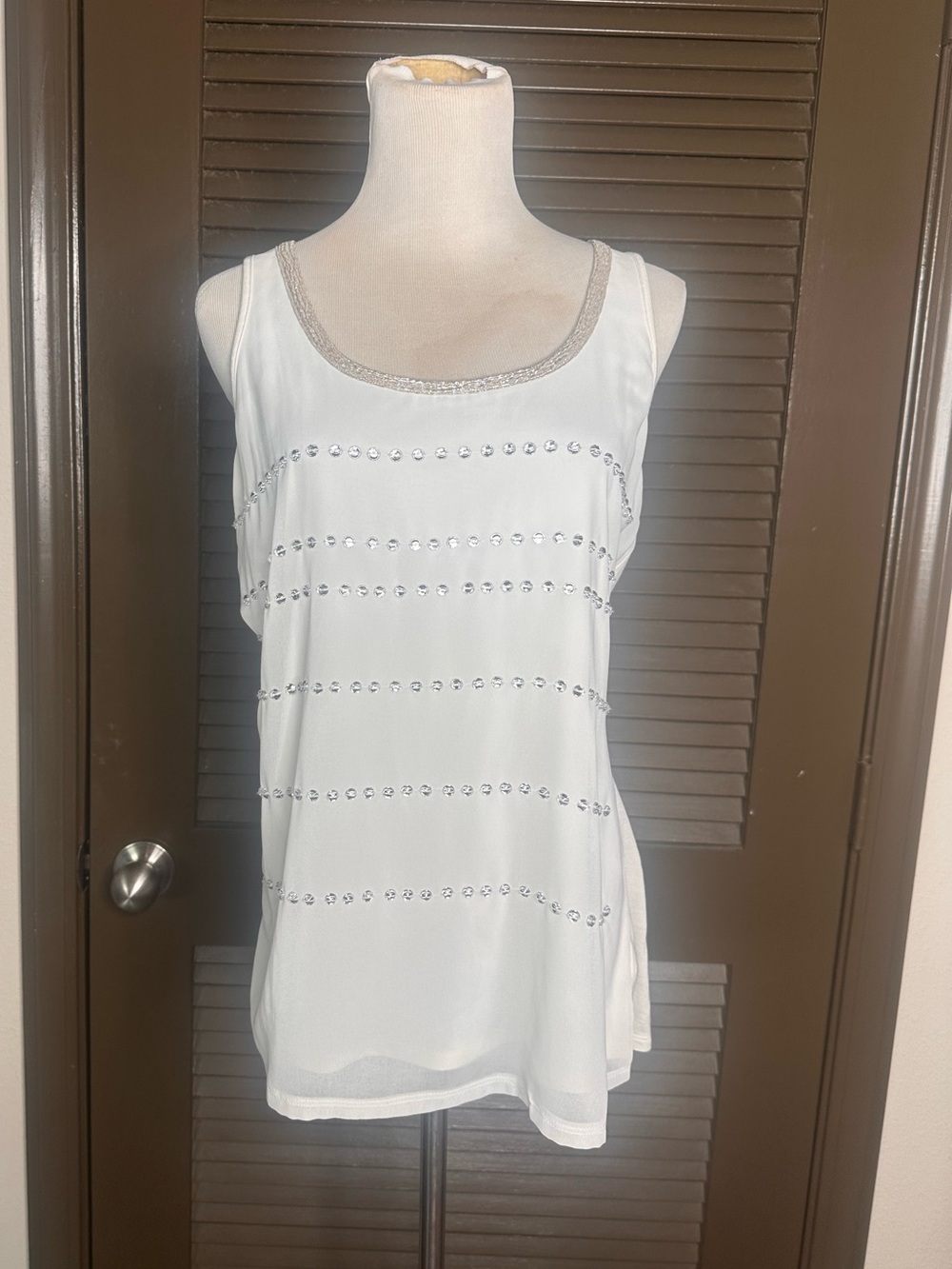 EXPRESS | White Embellished Tank Top #4thofJulyPick